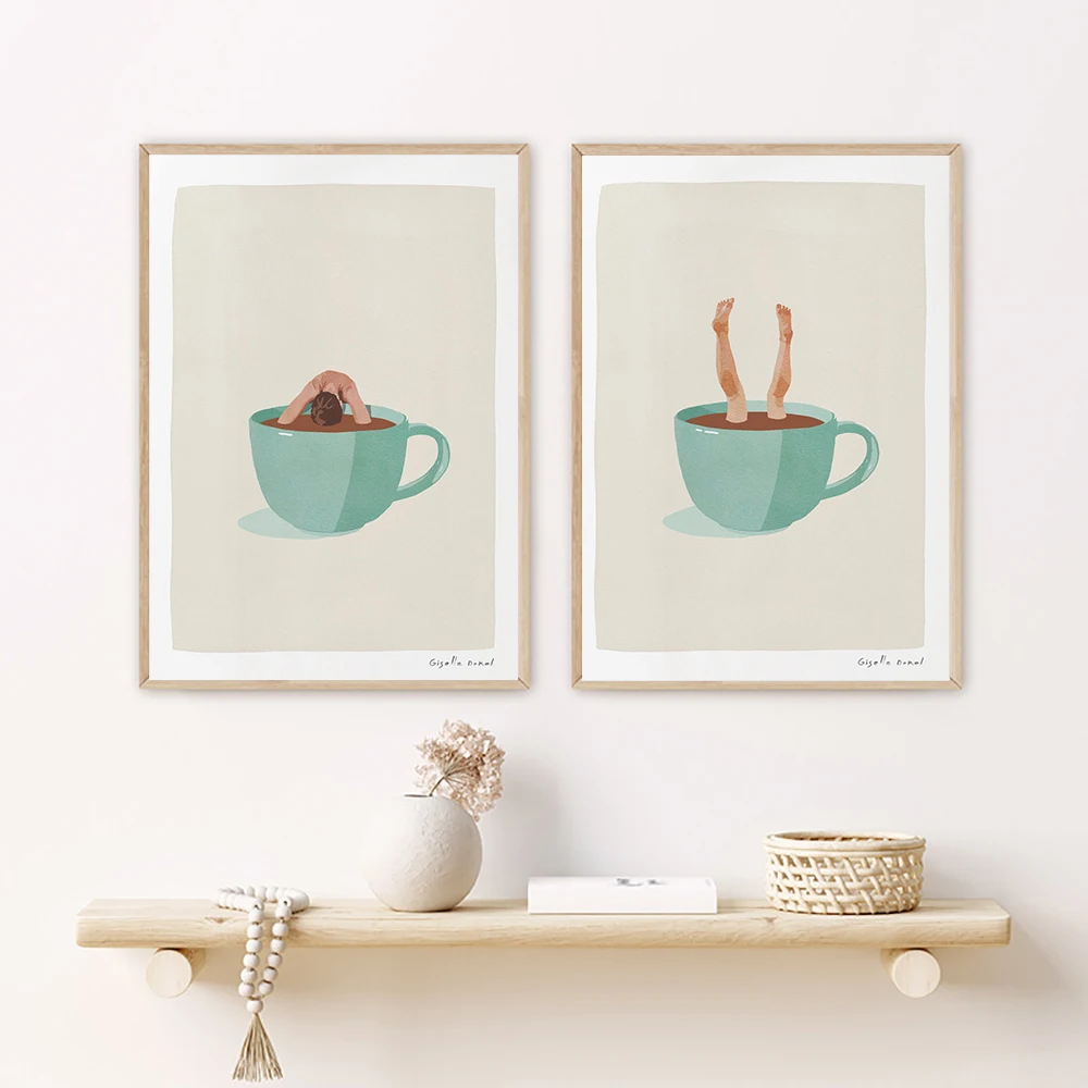 Kitchen Art Decor Minimalista Coffee Poster Coffee Drinker Gift Addict Funny Wall Art Canvas Painting Pictures For Dining Hall