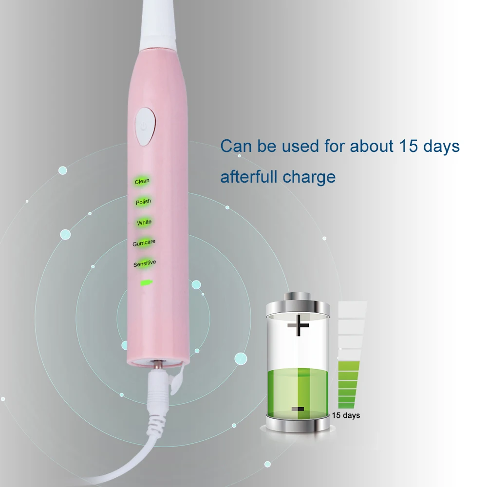 Hot 5 Modes Sonic Electric Toothbrush USB Rechargeable Tooth Brush 4 Replacement Head Waterproof Timer Teeth Whitening for Adult Hot 5 Modes Sonic Electric Toothbrush USB Rechargeable Tooth Brush 4 Replacement Head Waterproof Timer Teeth Whitening for Adult