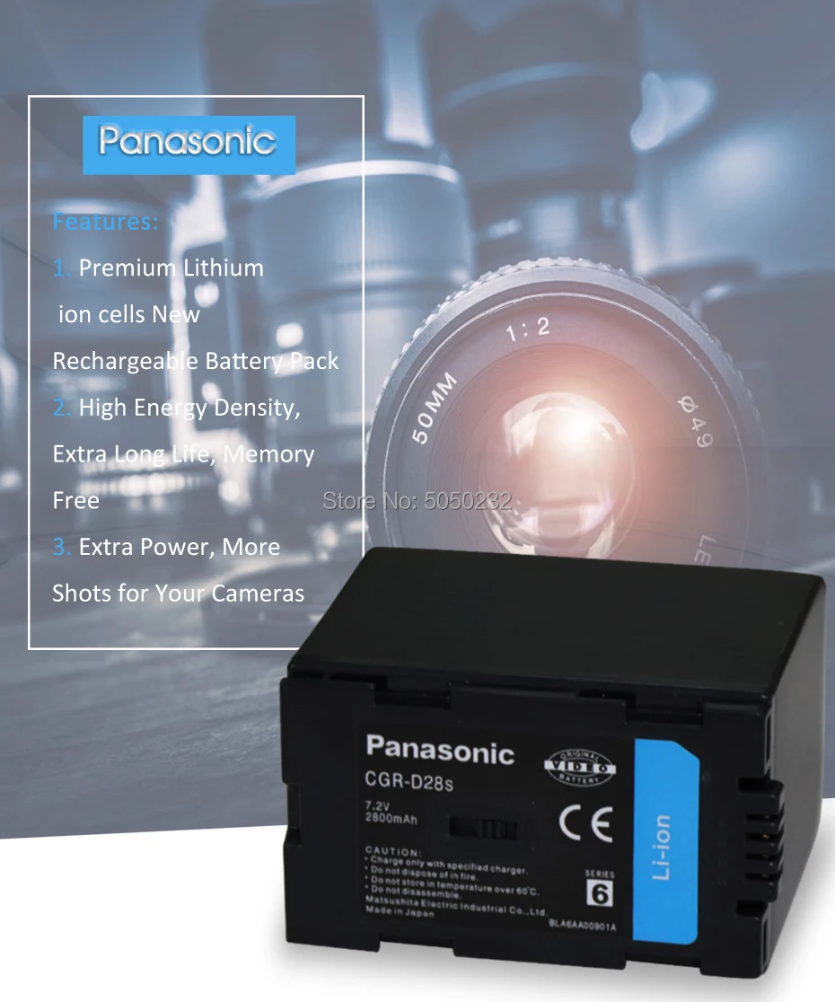 Panasonic 7,2 v 2800 мА/ч, CGR-D28S CGR-D120 CGR-D08S CGR-D54S CGR-D16S CGR-D220 CGA-D07S высокое качество Камера Батарея