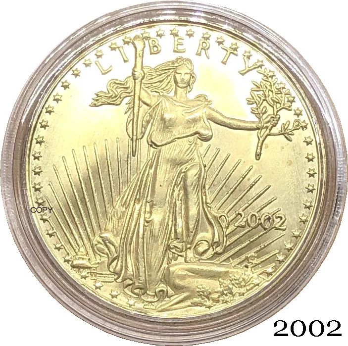 United States Of America Eagle Gold BUllion Brass Metal coins $25 Half Ounce 25 Dollars 2002 Liberty In God We Trust Copy Coin | Дом и сад
