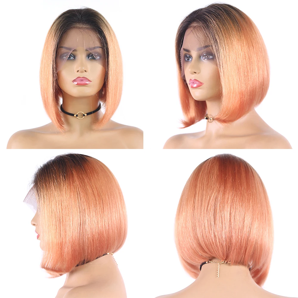

Brazilian Straight 13X4 Lace Front Human Hair Wigs Short Bob Ombre Orange Pink Purple Lace Wigs Remy Human Hair Wig Euphoria