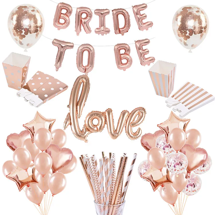 Тематическое свадебное украшение розовое золото буквы Bride To Be фольгированный шар