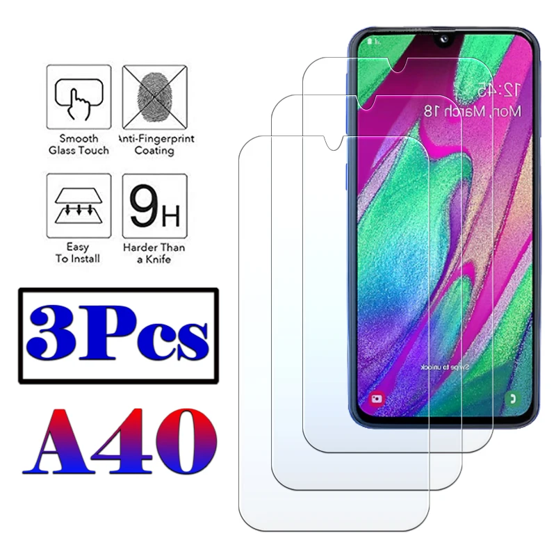 3 шт a40 Защитное стекло для samsung a 40 cam galaxy 40a бронированный лист протектор экрана
