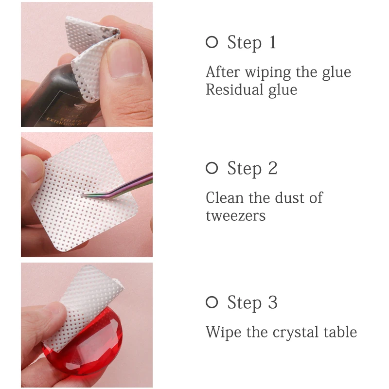 200 pcs Lint-Free Paper Cotton Wipes Eyelash Glue Remover wipe the mouth of the glue bottle prevent clogging glue Cleaner Pads 5