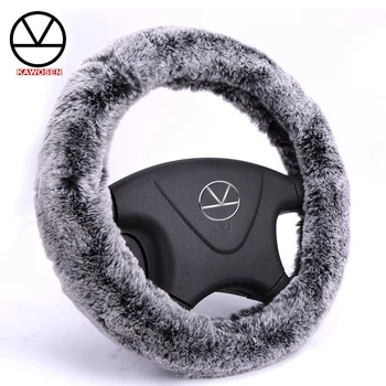 

KAWOSEN 3PCS/ Set Faux Rabbit Fur Steering Wheel Cover, Cute Warm Plush Steering Wheels Cover, Faux Fur Steering Cover FFWC01