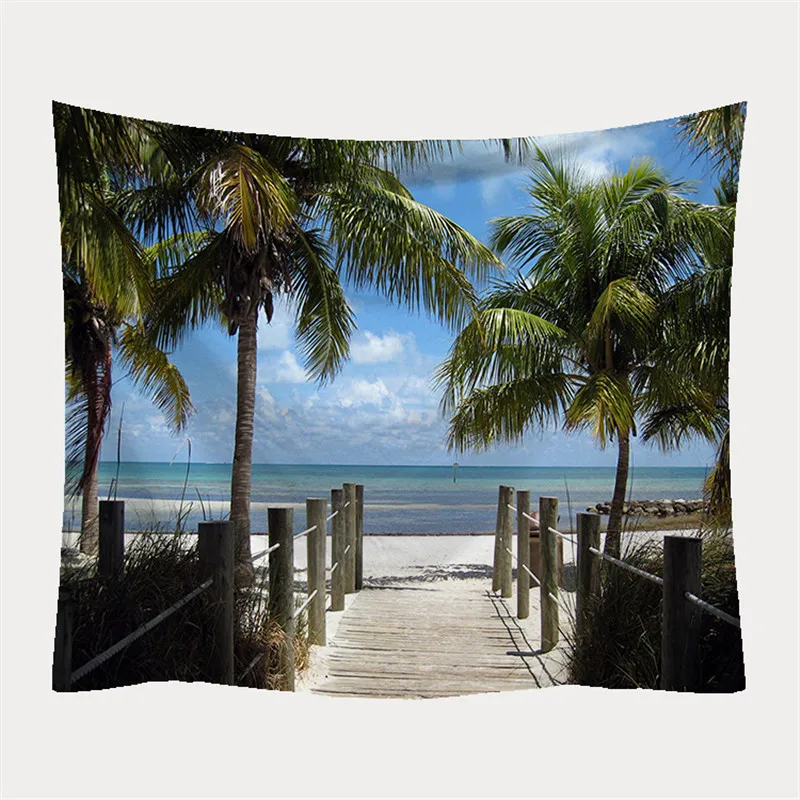 Тропический пальмовое дерево гобелен с изображение листьев настенный подвесной морское побережье, закат пейзажные гобелены Йога пляжное полотенце с светодиодный светильник - Цвет: 18