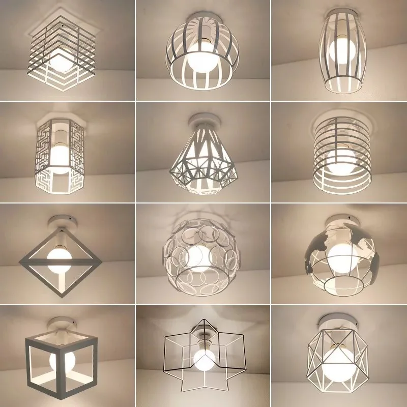 

Modern Nordic Minimalism White Led Ceiling Light for Home Corridor Bedroom Deco Kitchen Interior Loft Square Round Star E27