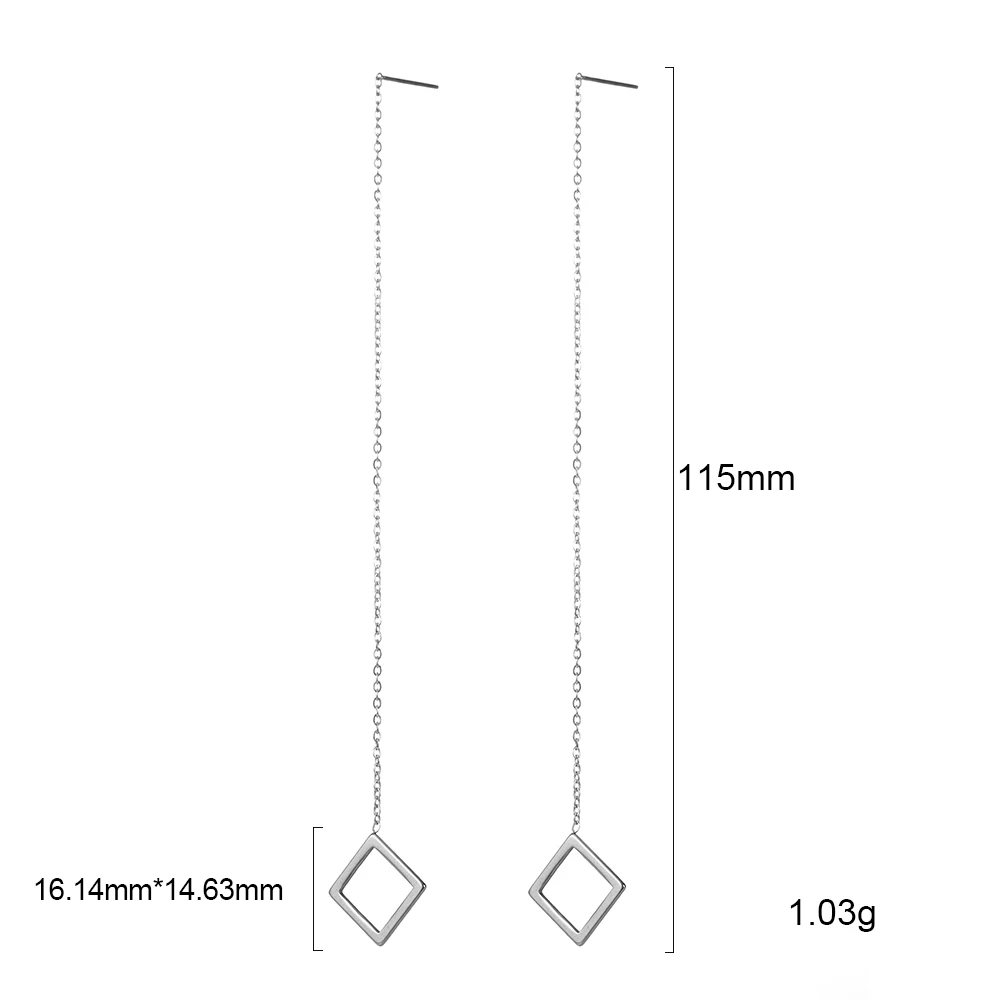 Teamer нержавеющая сталь длинная цепочка серьги для женщин Корейский в виде звезды луны сердца серьги Модные ювелирные изделия линейные Threader - Окраска металла: rhombus