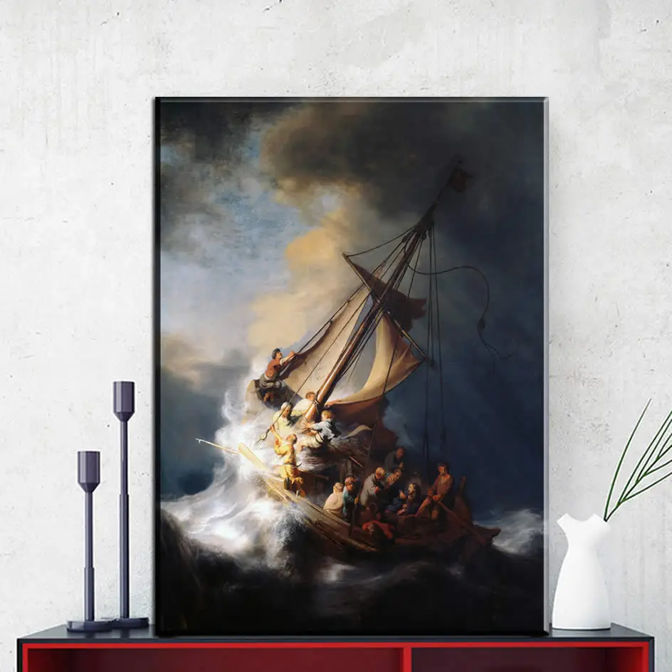 Rembrandt корабль Холст Картина маслом настенные художественные принты картина для