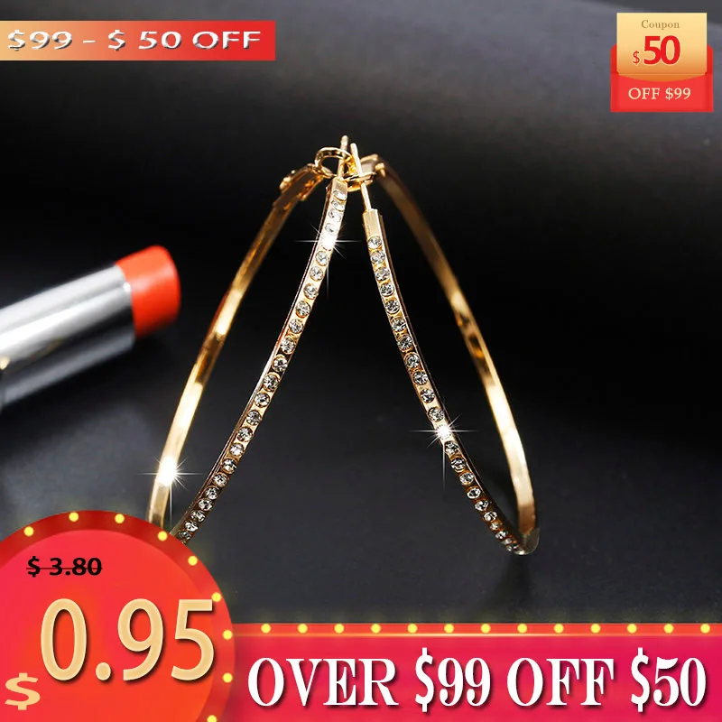 2019 Новая мода серьги для женщин с кристаллами горный хрусталь Простой Большой