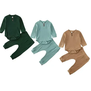 

Pudcoco Baby Spring Autumn Clothing Newborn Kid Baby Girl Boy Ribbed Clothes Romper Top Pants Leggings Solid 2Pcs Outfit Set