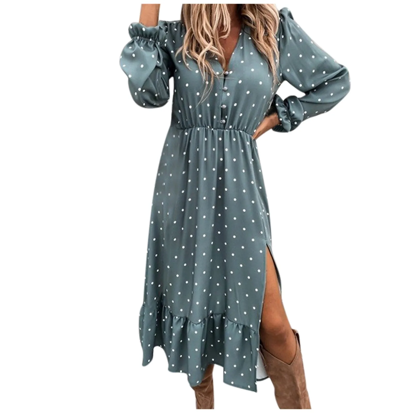 Summer Long Dress Polka Dot Casual Dresses Sexy V Neck 2021 Sundress Vacation Clothes For Women Сарафаны Женские Летние |