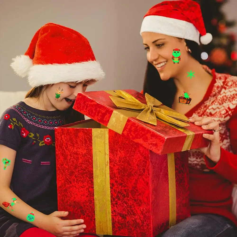 

10PCs New Year Holiday Waterproof Temporary Santa Toy Funny Christmas Tattoo Sticker Luminous