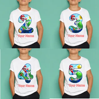 

Kids Super Mario Print O-Neck Fashion T Shirt Birthday Number T Shirt Children's Masks Birthday Gift,Dropshipping