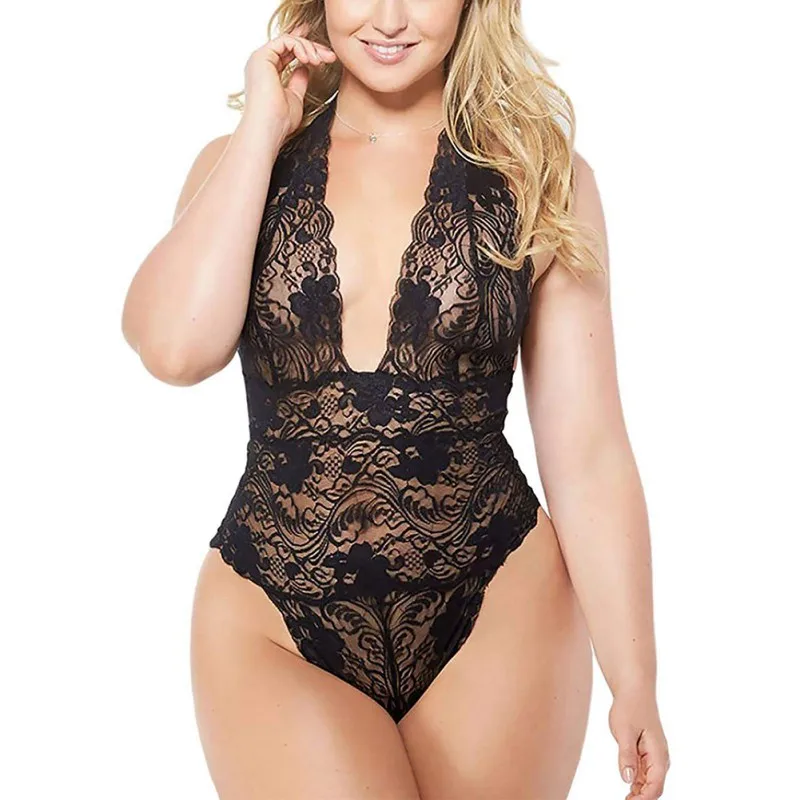 

Womens Sexy Lingerie Teddy Nightwear Lace Babysuit Sexy Black Patent Leather Siamese Deep V Erotic Lingerie Sleeping Wear