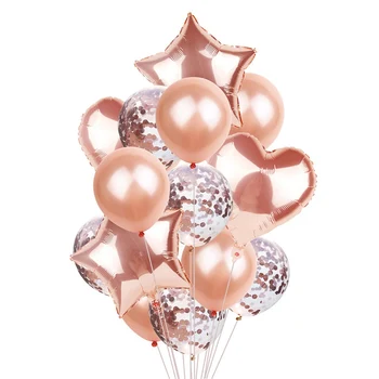 

14Pcs Multi Confetti Balloon Happy Birthday Party Balloons Rose Gold Helium Ballons Boy Girl Baby Shower Party Supplies