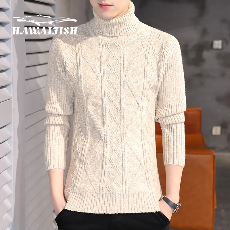 

Sweaters men winter 2021 new wool sweater male high neck Korean slim handsome youth casual knitted sweater brand clothing