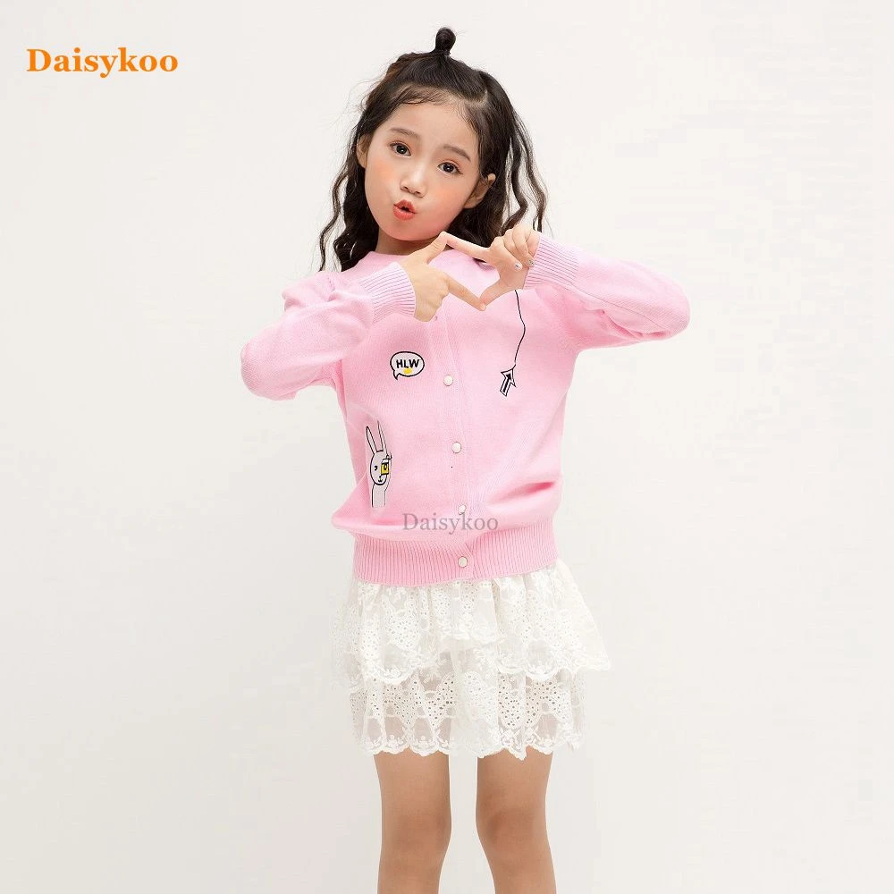 Daisykoo/свитер для девочек с героями мультфильмов осенне-зимний вязаный кардиган свитер для девочек с открытой строчкой детская Рождественская одежда Y011