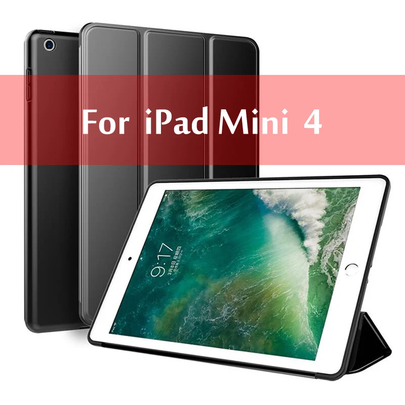 Чехол для iPad Mini 4 3 2 1 чехол из искусственной кожи Силиконовый мягкий чехол для iPad Mini 5 чехол Funda - Цвет: Mini 4 Black
