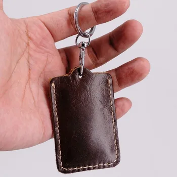 

DIY Simple mini Women bus card set small access control card set Candy colors Genuine leather Men coin small bag+a gift keychain