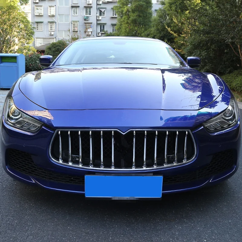 Передняя решетка автомобиля Декор яркая полоска Серебряный ABS хромированные внешней решетки крышка Накладка для Maserati Ghibli- седан