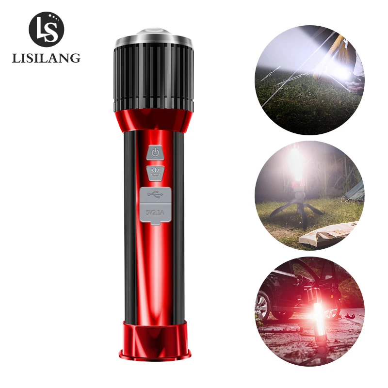 

LSL Super Bright LED Flashlight Multifunctional Mobile Phone Charging Torch with Red Light Side Light