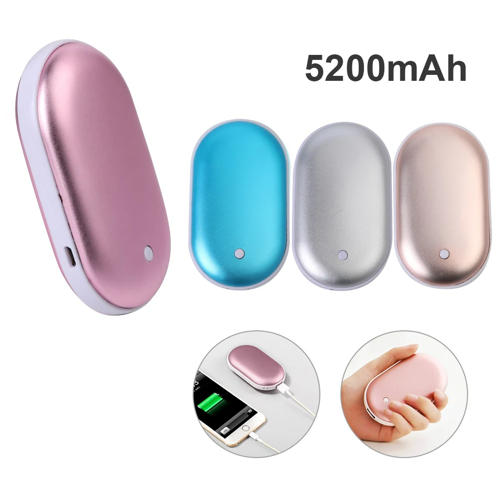 4000/5200 мА/ч USB Перезаряжаемые электрическая грелка для рук зимняя Двусторонняя