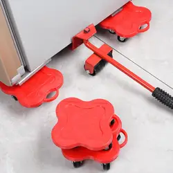 5. Ensemble d'outils de levage de Transport de meubles professionnels, dispositif de rouleau de barre de roue de déplacement de meubles, objets lourds outils à main mobiles 