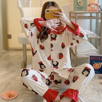 

Confinement clothing postpartum nursing pajamas pregnant women set pregnancy spring and autumn maternity prenatal home service