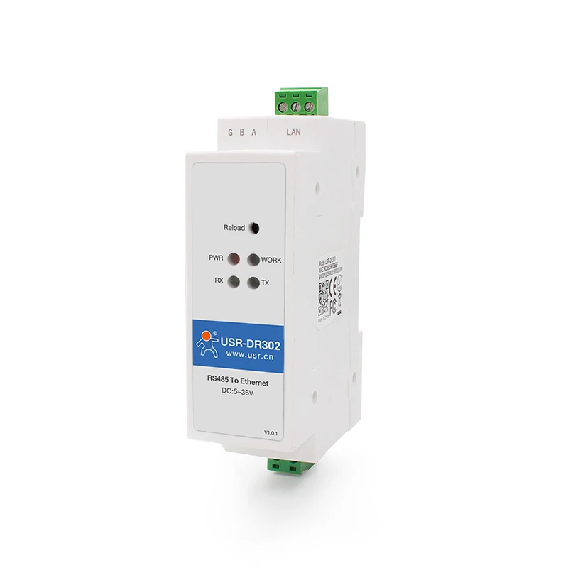 USR-DR302-Convertidor de puerto a Ethernet, carril DIN, Modbus RS485, transmisión transparente bidireccional