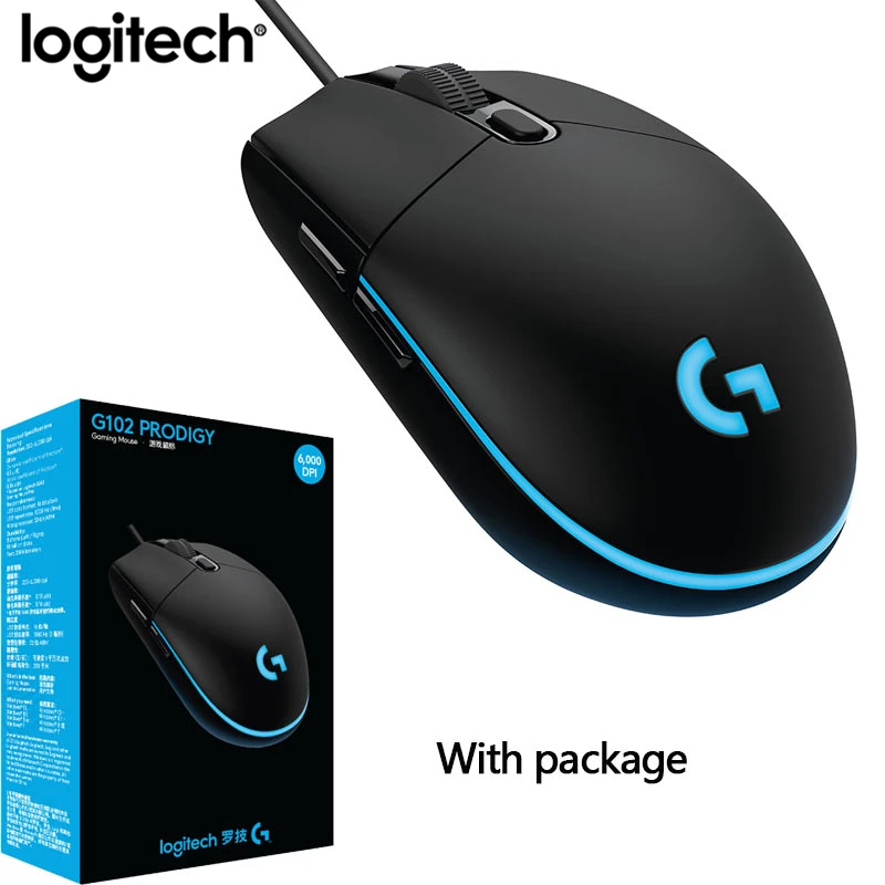 G102 Black Оригинальная Проводная программируемая игровая мышь lotech G403/G502/MX518/G402/G302/G102/G300s RGB игровая офисная Поддержка мыши Настольный Lap - Цвет: G102 Black