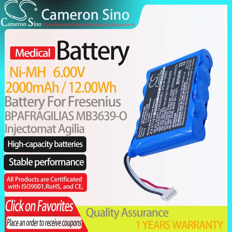 CameronSino Аккумулятор для Fresenius Spritzenpumpe инъекционный Agilia подходит для BPAFRAGILIAS MB3639-O медицинская сменная батарея 2000 мАч