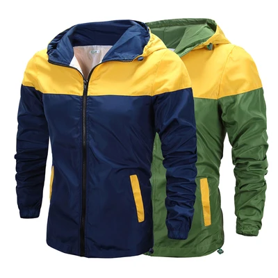 

Windbreaker Jacket Men Spring Summer Casual Sports Hip Hop Streetwear Patchwork Splice Fashion Unisex Hooded Zipper Brand Jacket