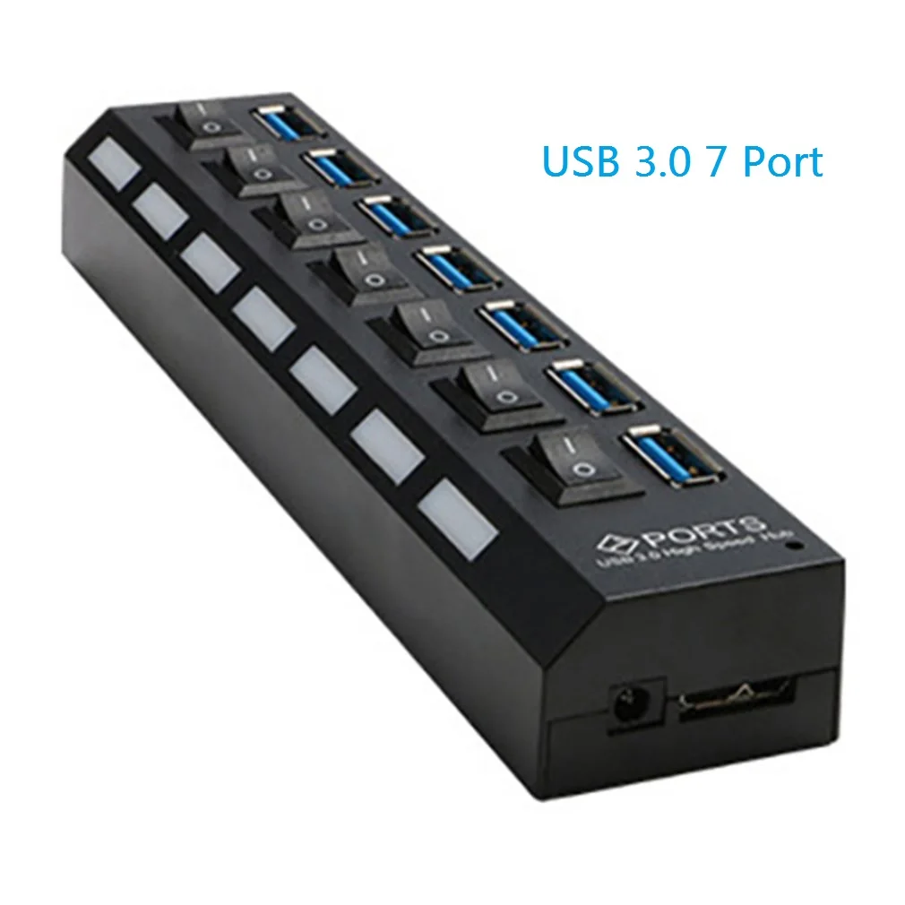 USB 3.0 7 Port Usb-концентратор Micro USB 3,0 концентратор разветвитель с адаптером питания USB 4/7 порт Hab высокоскоростной 5 Гбит/с USB разветвитель 3,0 концентратор для ПК Аксессуары - Цвет: USB 3.0 7 Port