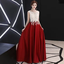 Украшенные бисером женские вечерние торжественные платья Дубай длинное платье с круглым вырезом атласное платье длиной до пола для выпускного вечера