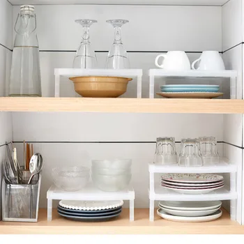 

Stackable Cupboard Storage Rack Shelf Fridge Organizer Tableware Drain Holder Material Transparent PP Resin
