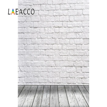 

Laeacco White Brick Wall For Photography Backdrops Grey Wooden Floor Product Show Children Photo Backgrounds For Photo Studio
