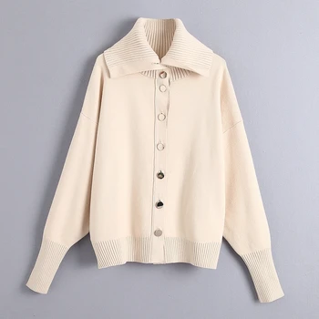 

Women Casual Plus Size Sweater Coat Single Breasted Puff Sleeve Knitwear Open Stitch Coat Loose Autumn Knit Jackets WB9856