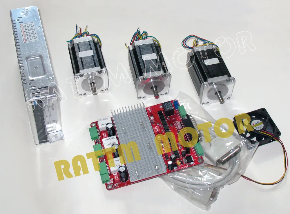 3 NEMA23 76MM/3.0A 270 oz-in stepper motor + 3 axi...