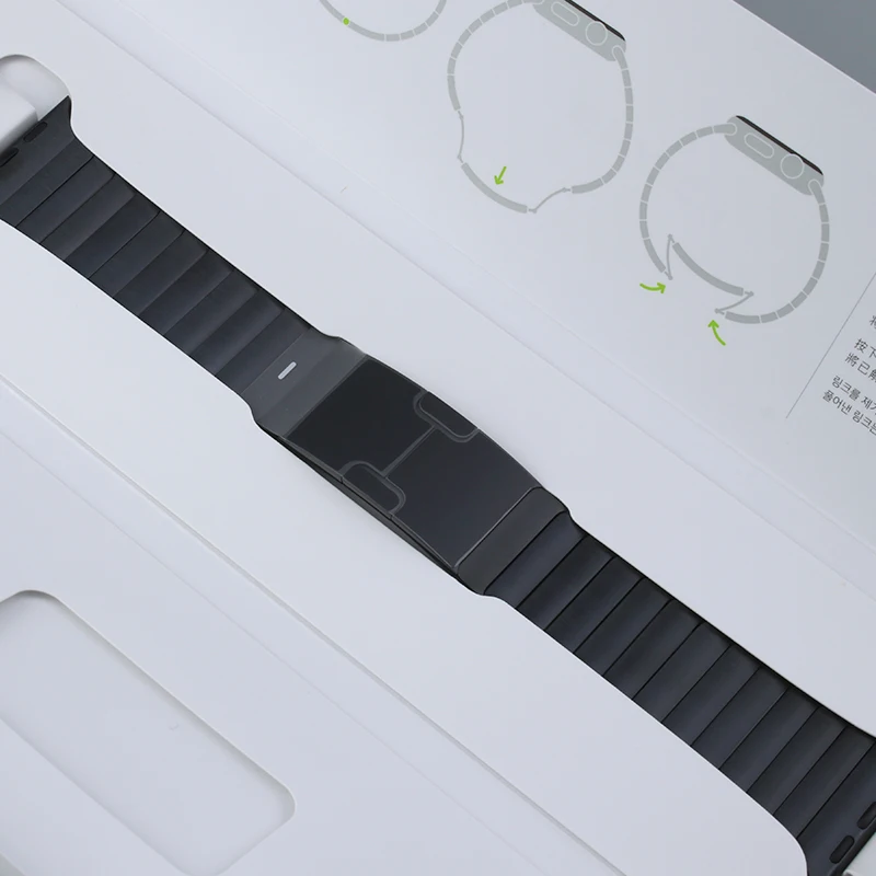 Черный звеньевой браслет из нержавеющей стали для Apple Watch band 44 мм 40 4 5 6 iwatch series 3 2 42