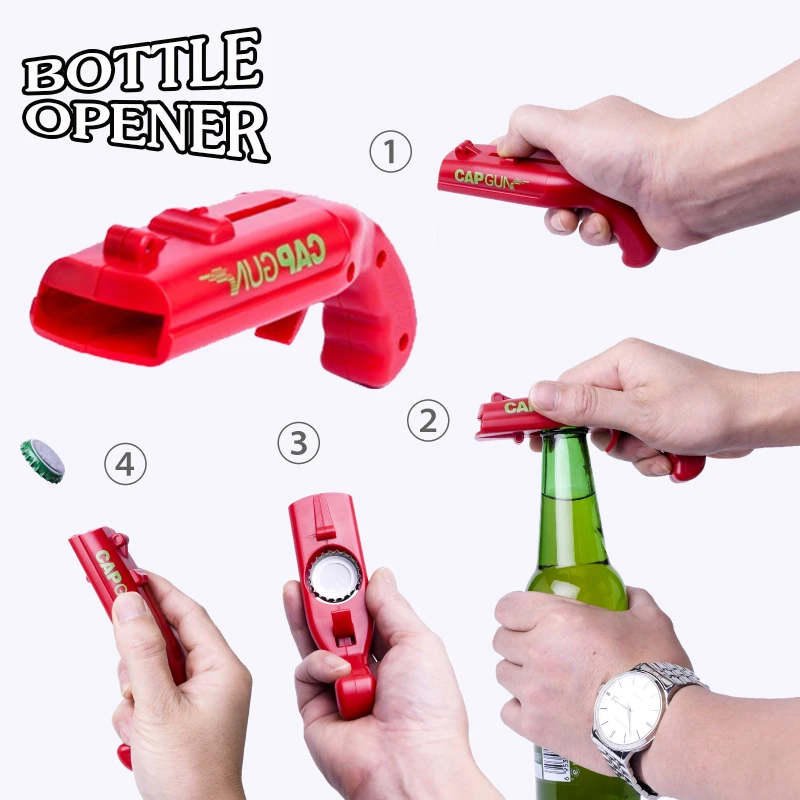 

NEW Firing Cap Gun Creative Flying Cap Launcher Bottle Beer Opener