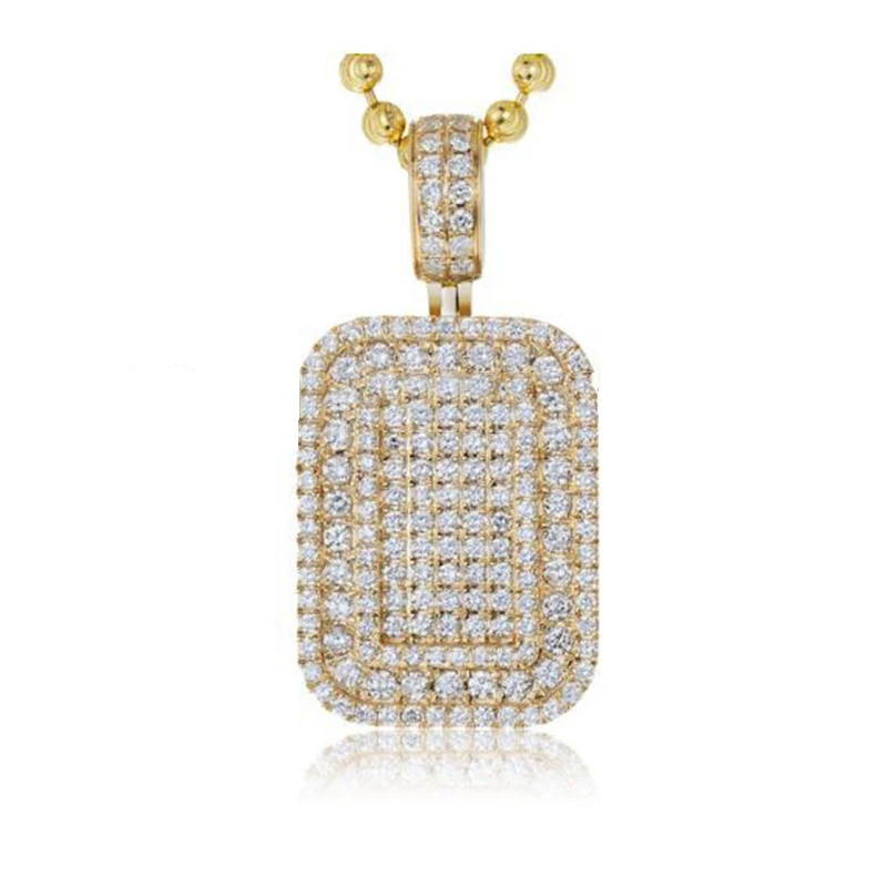 925 Sterling Silver Cubic Zirconia CZ Crystal Mens Hip Hop Jewelry Shiny Dog Tag Necklace | Украшения и аксессуары