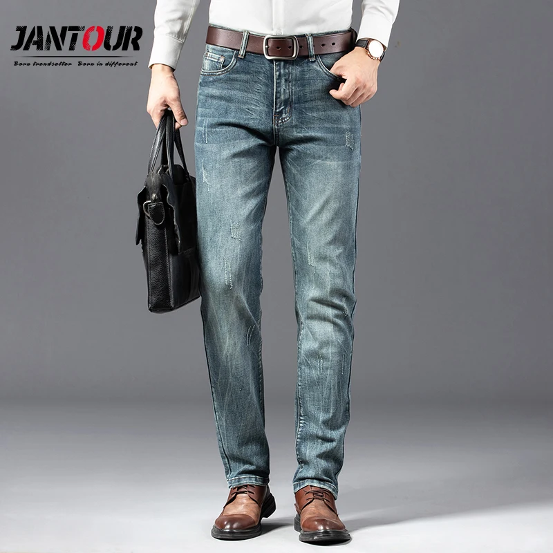 Pantalones vaqueros de algodón de alta calidad para hombre, Jeans informales rectos de negocios gruesos de marca, talla grande 40 42 44, novedad de 2020