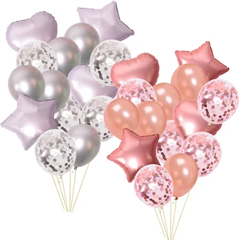 

14pcs Metallic Heart Star Foil Balloons Confetti Latex Ballons Birthday Party Decorations Kids Baby Shower Wedding Supplies