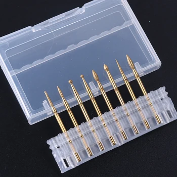 

8pcs Gold Stainless Steel Nail Drill Bits Diamond Carbide Burr Sanding Mill Cutter Electric Rotary Manicure Machine Tools LY1509