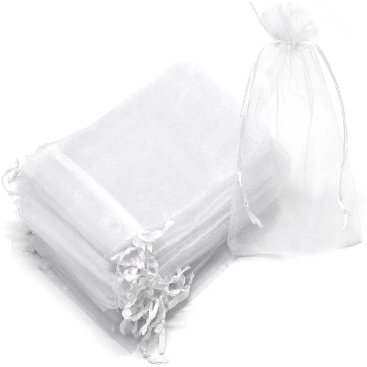 50pcs Sheer Transparent Chiffon Organza Bags Christmas Halloween Wedding Birthday Party Candy Gift Boxes Jewelry Packaging Bags