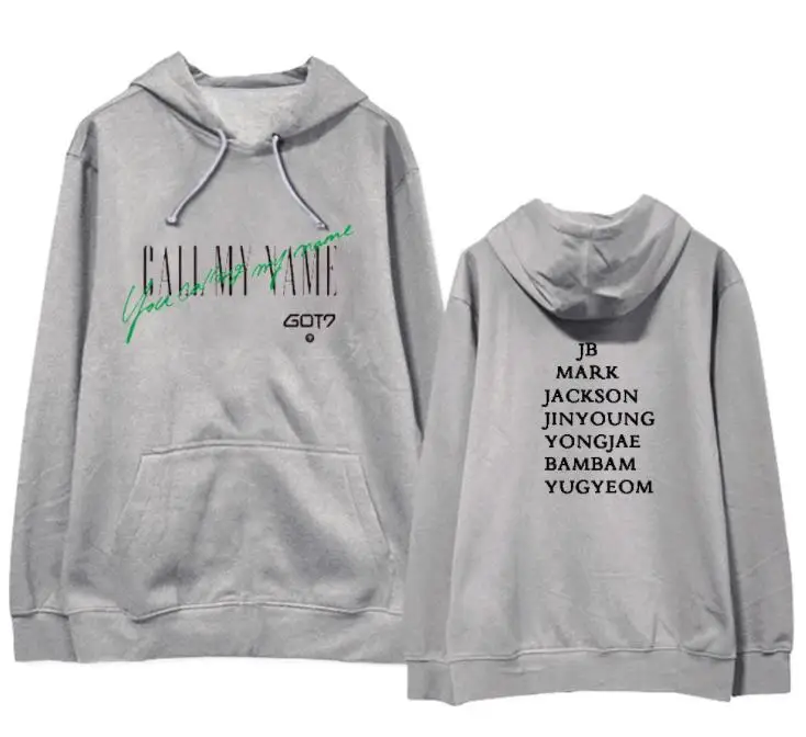 fleece Новое поступление got7 вызов мое имя альбом же все названия членов печати толстовки kpop унисекс флис/тонкий пуловер Толстовка - Цвет: fleece