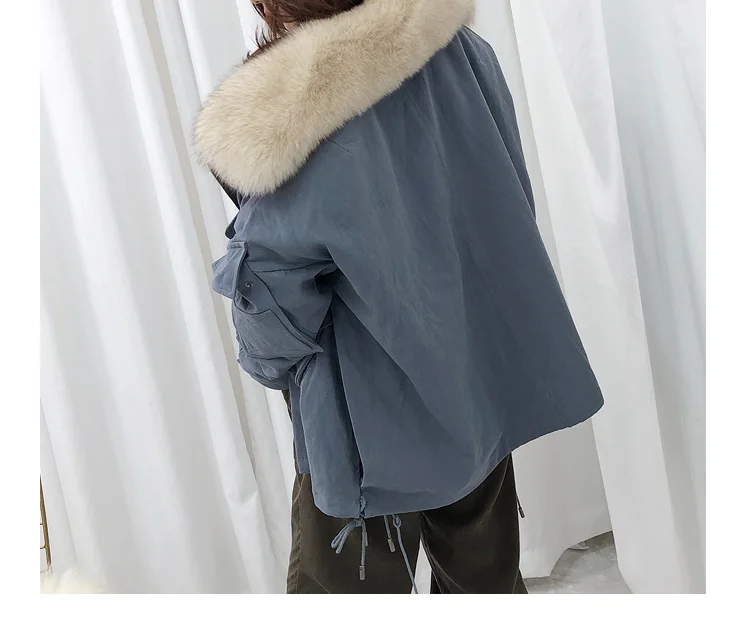 Natural Fur Coats Winter Coat Women Clothes Parkas Real Fur Rex Rabbit Fur Lining With Genuine Fox Fur Collar Female Jacket