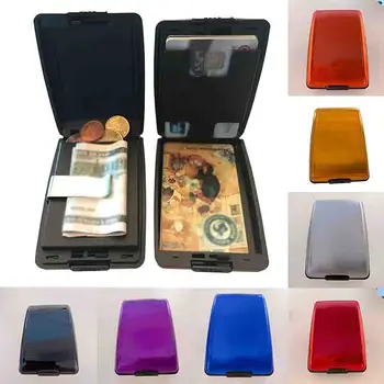 

1PC Unisex Alloy Bank Card Holder Blocking Hard Case Wallet Solid Credit Card Scanning Protect Card Holder Women and Men
