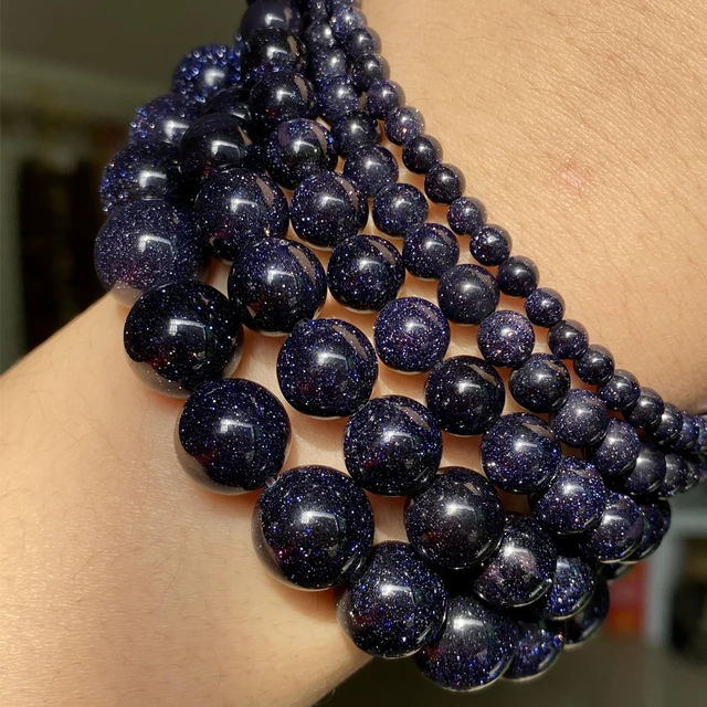 Natural Stone Beads 4-10mm Aquamarines Lava Opal Rose Quartzs Tiger Eye Moonstone Round Beads for Jewelry Making Diy Bracelet Blue Sand Stone